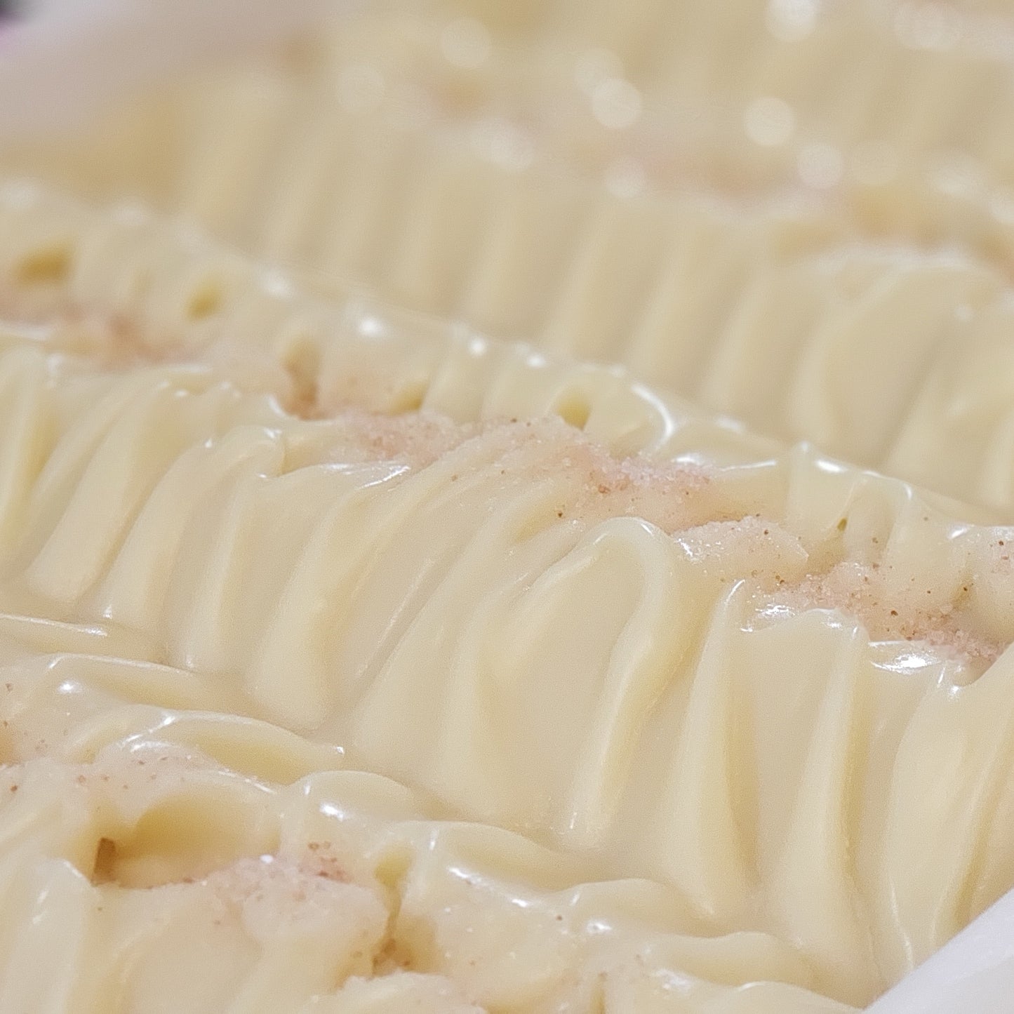 The texture of this dish closely resembles Amillia Acres' Simplicity Goat Milk Soap, capturing artisanal detail and a nourishing essence that promises moisturizing properties like luxurious handmade soap.
