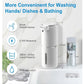 Explore our touchless soap dispenser infographic highlighting the Automatic Foaming Hand Soap Dispenser by Amillia Acres ~ Goat Milk Soaps and Lotions. It features a smart infrared sensor, a 0.25-second response time, a 380ml capacity, stands 7.7 inches tall, and offers IPX5 waterproofing for hands-free bathroom use.