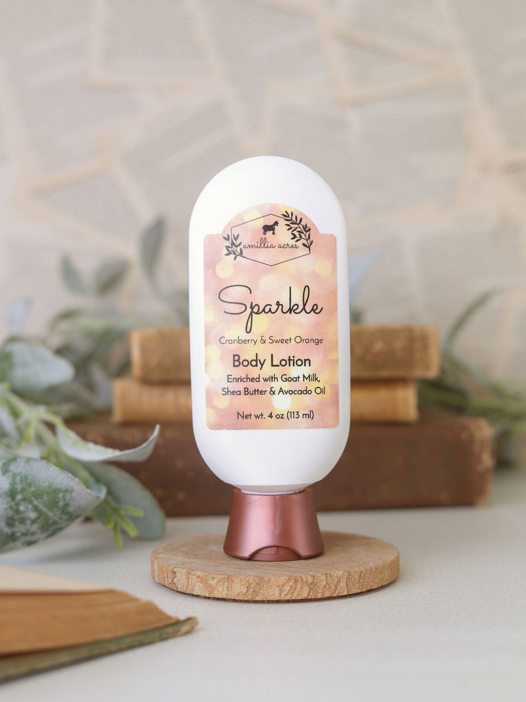 Sparkle Goat Milk Lotion by Amillia Acres ~ Goat Milk Soaps and Lotions is a handmade moisturizer that nourishes your skin, leaving it silky smooth.